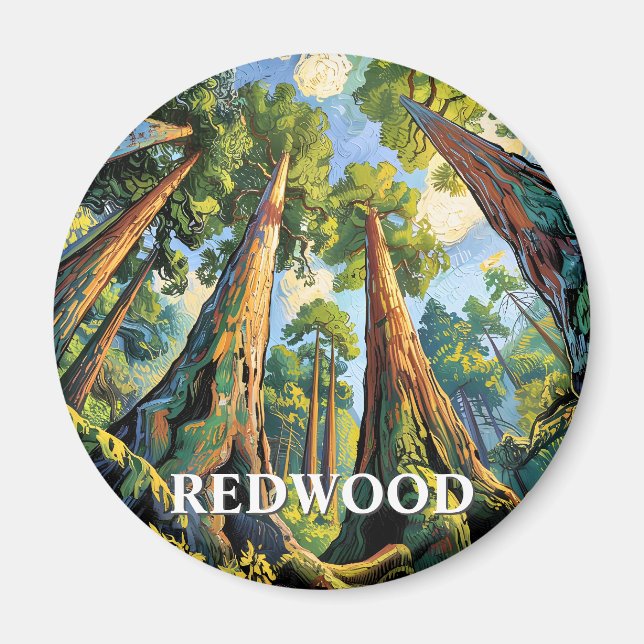 Aimant Peinture de la forêt nationale de Redwoods en Cali (Devant)