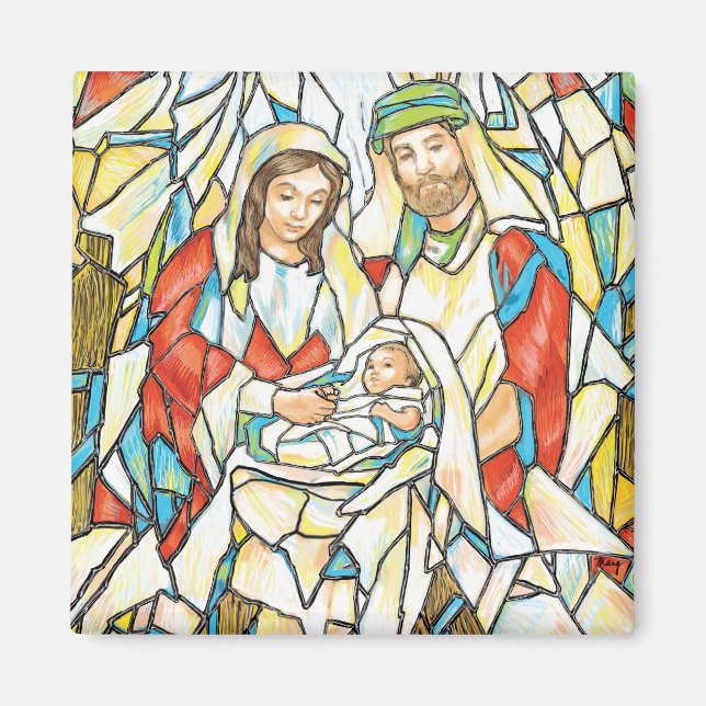 Aimant Peinture de la nativité en verre tendu (Devant)
