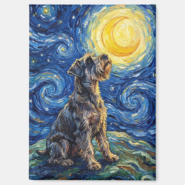 Aimant Peinture de la nuit étoilée Schnauzer (Recto)