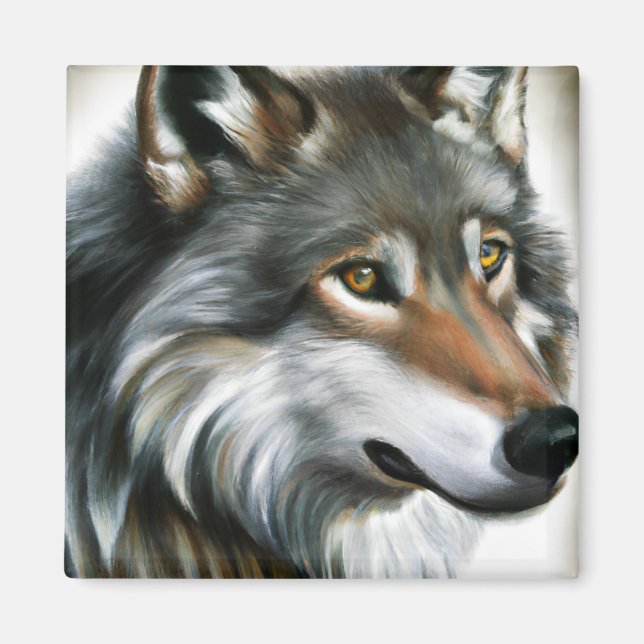 Aimant Peinture de loup (Devant)