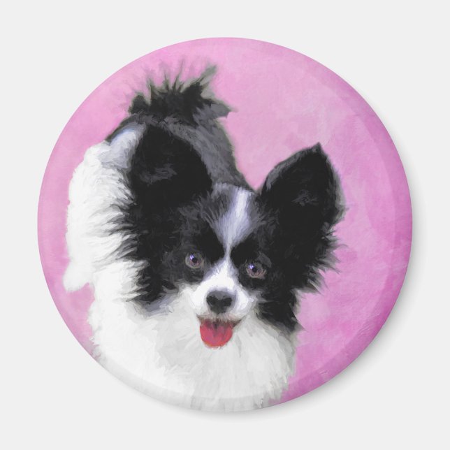 Aimant Peinture de Papillon (Blanc et Noir) - Art Canin (Devant)