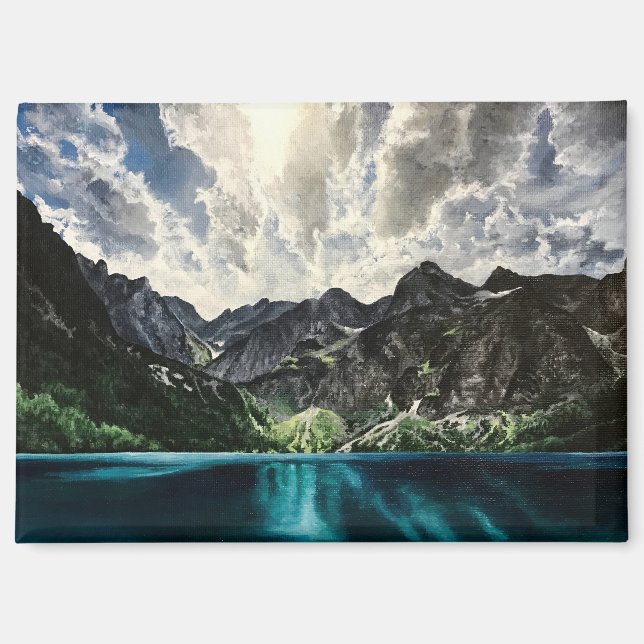 Aimant Peinture de paysage de montagne (Recto)