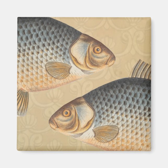 Aimant peinture de pêche de carpe dessin d'eau douce  (Devant)