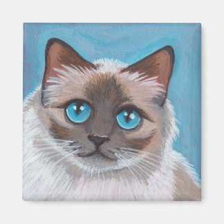 Aimant Peinture de portrait de chat bleu teinté