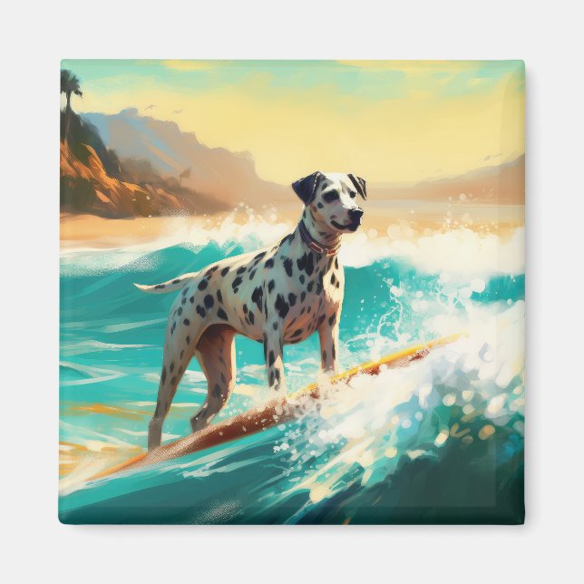 Aimant Peinture de surf de la plage dalmate (Devant)