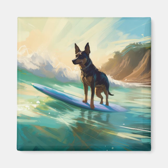 Aimant Peinture de Surf sur Plage de Kelpie Australien (Devant)