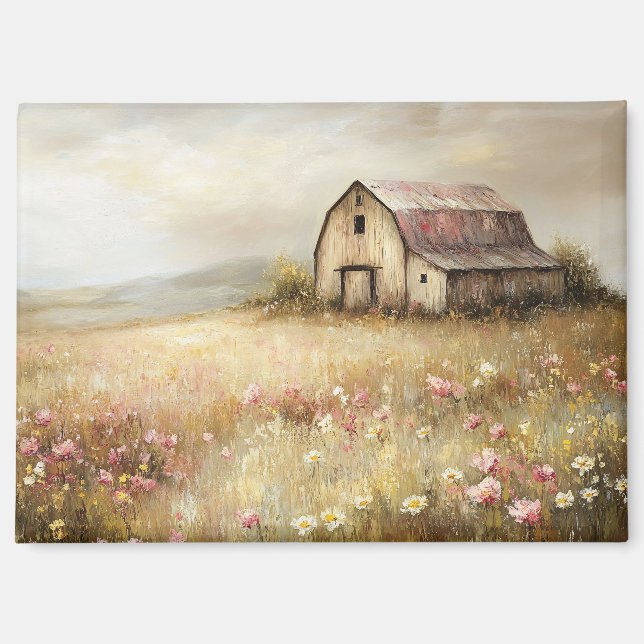 Aimant Peinture de terrain Fleur sauvage de grange blanch (Recto)