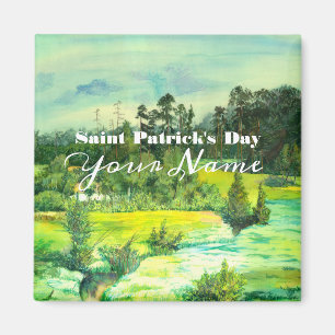 Aimant peinture de vallée verte Aquarelle