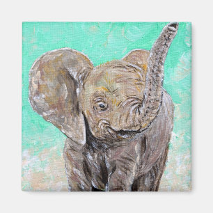 Aimant Peinture des éléphants de bébé