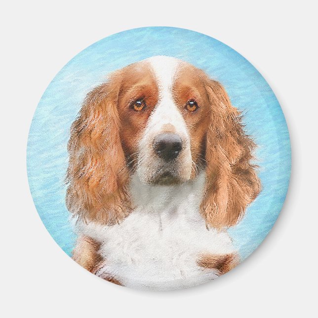 Aimant Peinture d'espagnol Welsh Springer - Art original  (Devant)