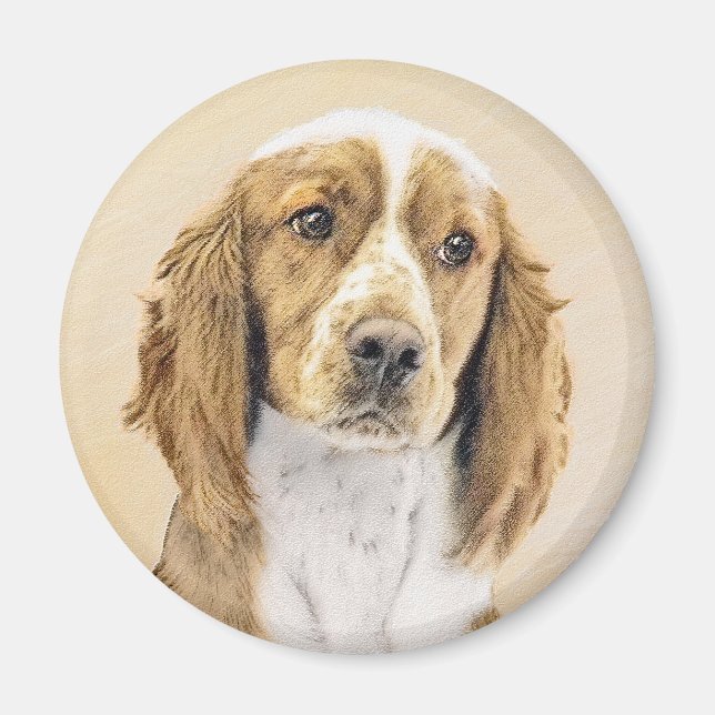 Aimant Peinture d'espagnol Welsh Springer - Art original  (Devant)
