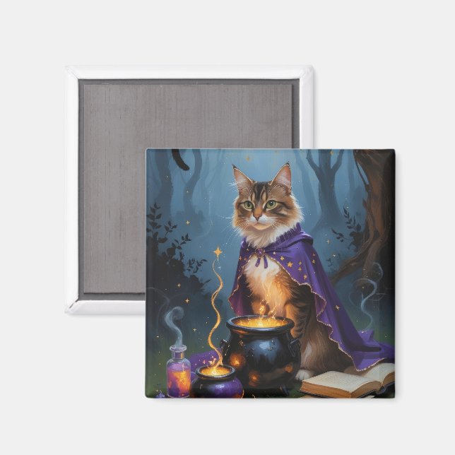 Aimant Peinture d'Halloween en chats abyssiniques (Recto/Verso)