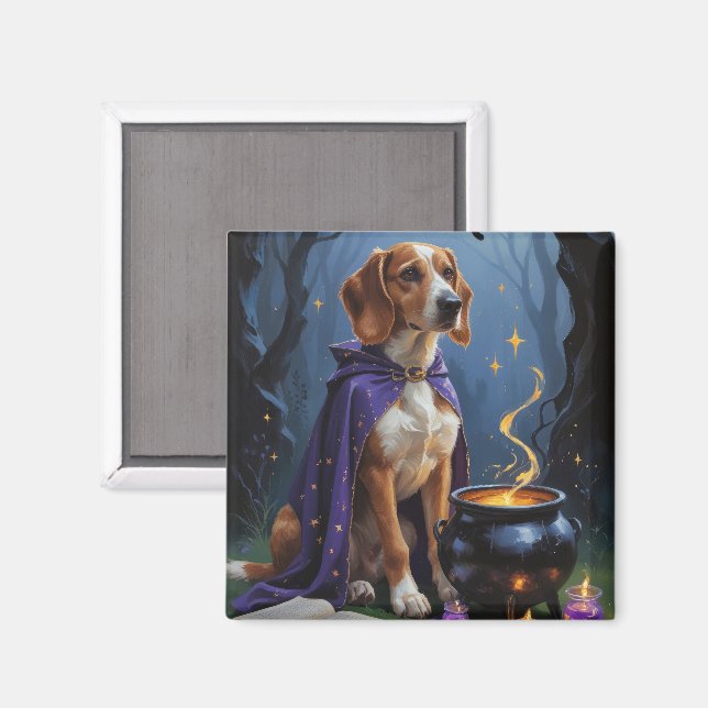 Aimant Peinture d'Halloween fantaisiste de chien Afghan H (Recto/Verso)
