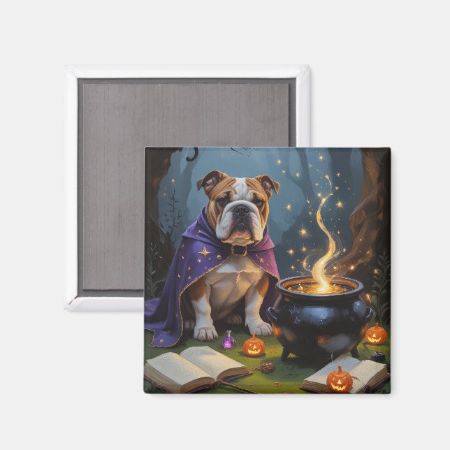 Aimant Peinture fantaisiste de Halloween Bulldog (Recto/Verso)