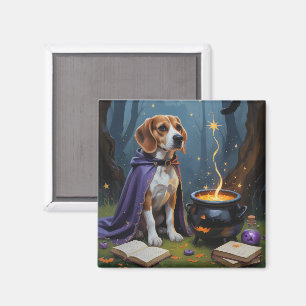 Aimant Peinture fantaisiste d'Halloween de chien Beagle