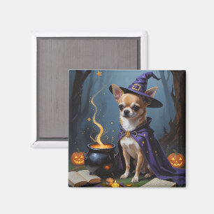 Aimant Peinture fantaisiste d'Halloween de chien Chihuahu