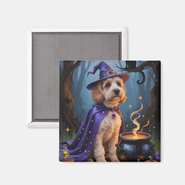 Aimant Peinture fantaisiste d'Halloween de chien Cockapoo (Recto/Verso)