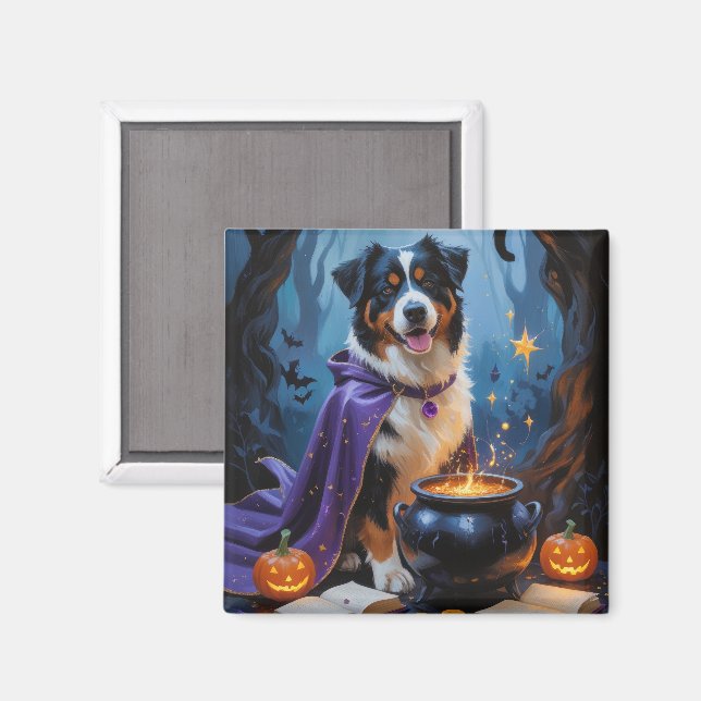 Aimant Peinture fantaisiste d'Halloween de Chien de Monta (Recto/Verso)