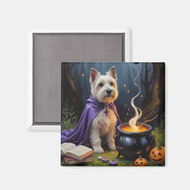 Aimant Peinture fantaisiste d'Halloween de Terrier Cairn (Recto/Verso)