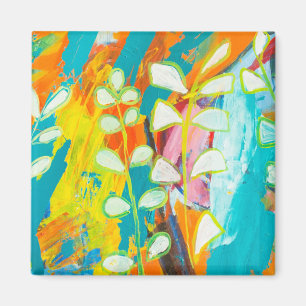Aimant Peinture florale multicolore Abstraite dos