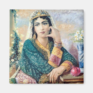 Aimant Peinture folklorique de femme iranienne en détail
