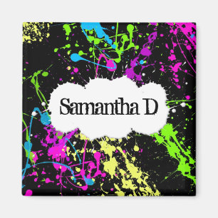 Aimant Peinture fraîche Retro Neon Splatter sur noir