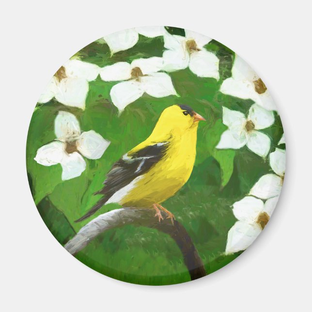 Aimant Peinture Goldfinch - Cute Original Chien Art (Devant)