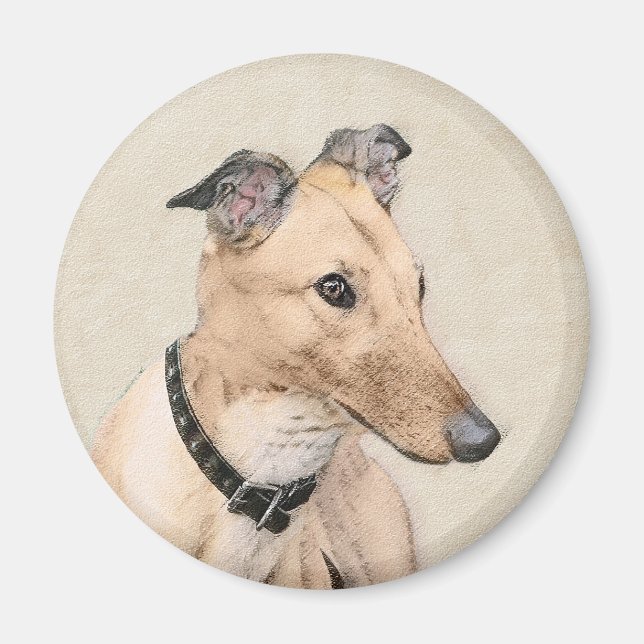 Aimant Peinture Greyhound - Cute Original Chien Art (Devant)