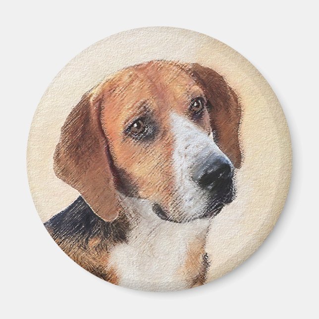 Aimant Peinture Harrier - Joli art original chien (Devant)