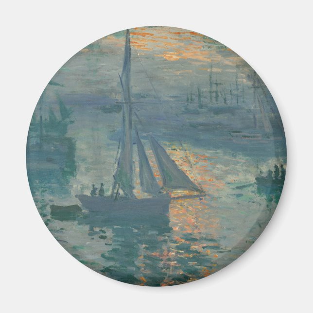 Aimant Peinture impressionniste marine du lever de soleil (Devant)