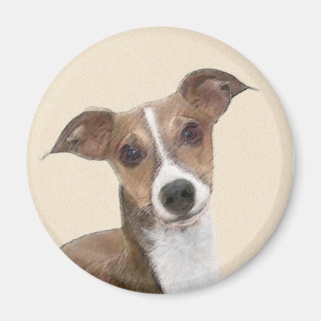 Aimant Peinture italienne Greyhound - Cute Original Chien (Devant)