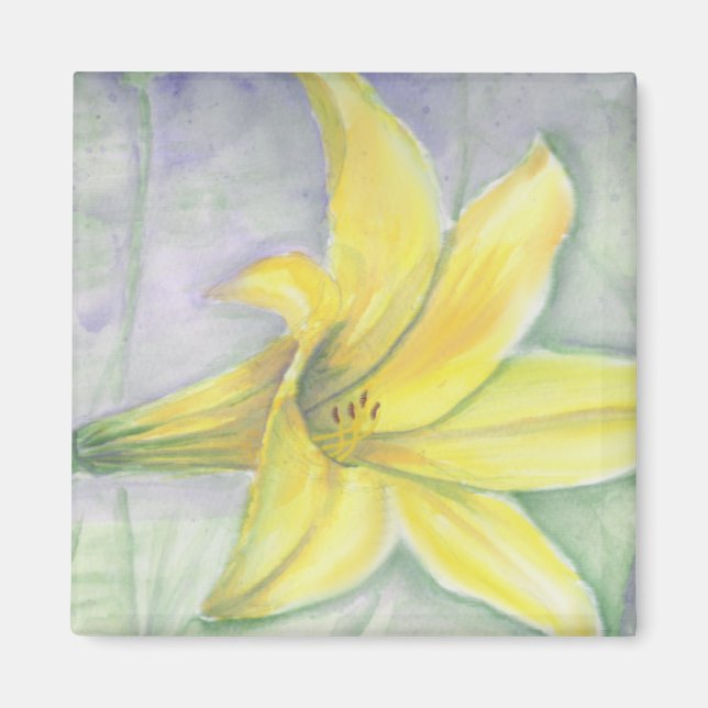 Aimant Peinture Lily jaune en acrylique (Devant)