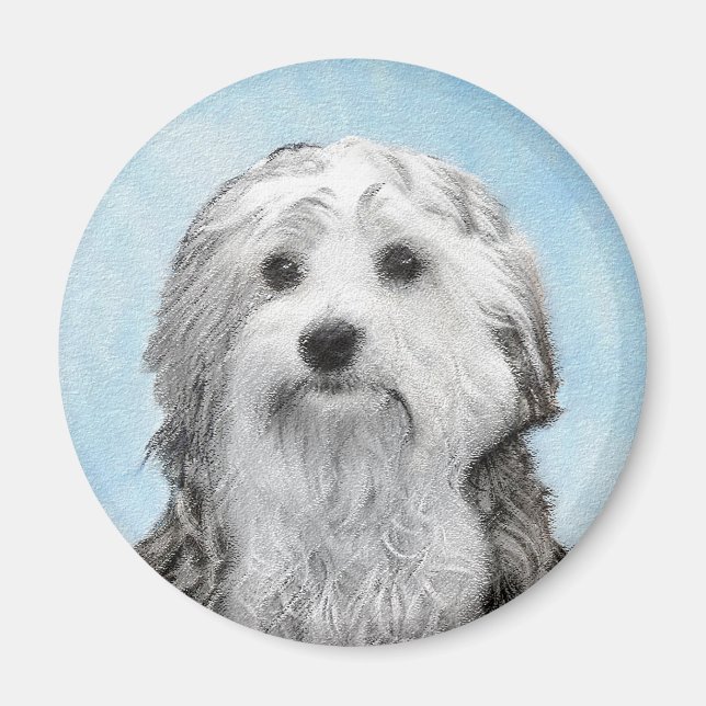 Aimant Peinture Lowchen - Cute Original Chien Art (Devant)