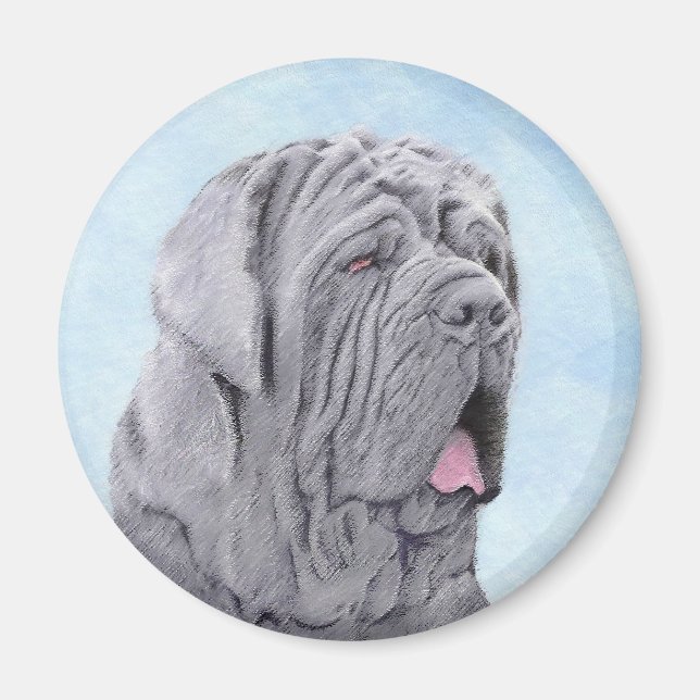 Aimant Peinture Mastiff Neopolitan - Art Chien original (Devant)
