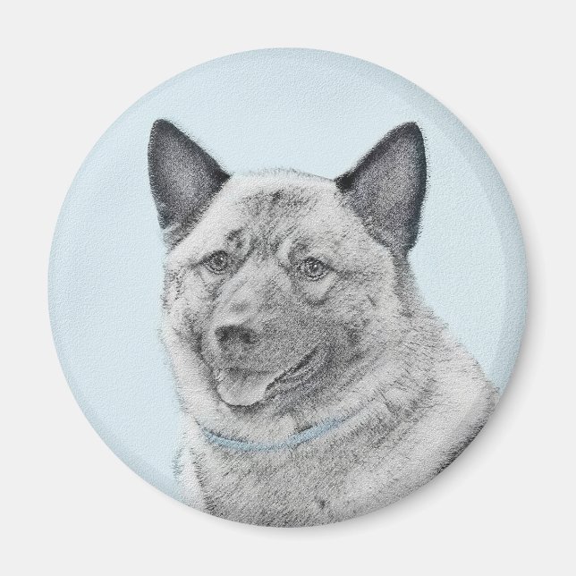 Aimant Peinture norvégienne Elkhound - Art original Chien (Devant)