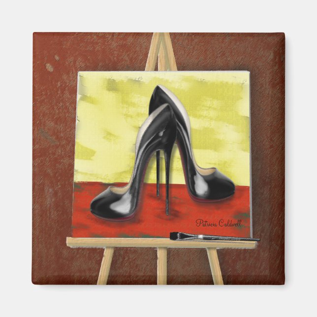 Aimant Peinture numérique d'une peinture de Stiletto noir (Devant)