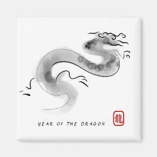 Aimant Peinture originale Dragon chinois Année Anniversai