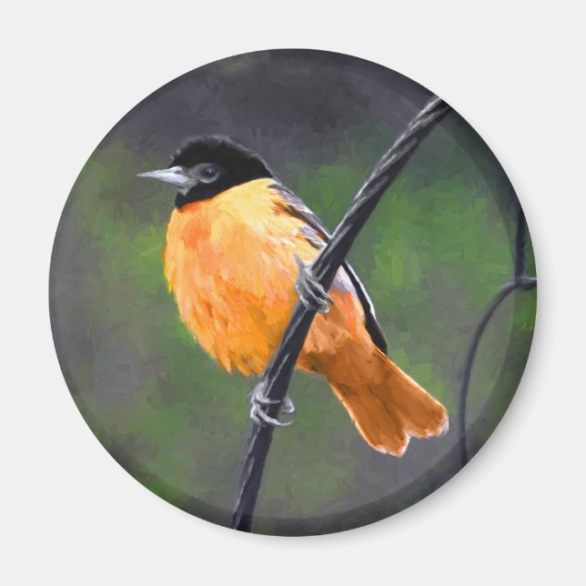 Aimant Peinture Oriole - Art Oiseau Original (Devant)