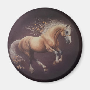 Aimant Peinture Pastel D'Un Cheval De Course