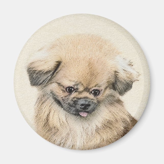 Aimant Peinture Pekingese - Cute Original Chien Art (Devant)