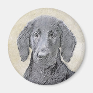 Aimant Peinture Retriever à revêtement plat - Art Chien o