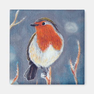 Aimant Peinture Robin d'hiver