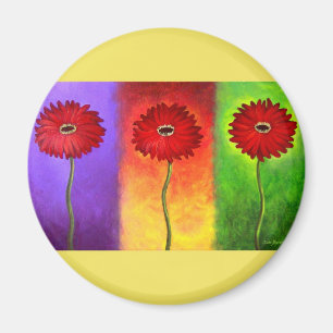 Aimant Peinture rouge de fleur de marguerite - multi