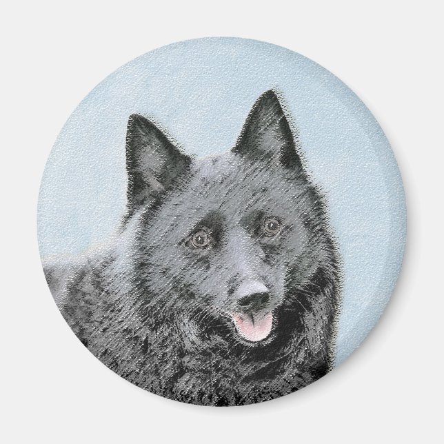Aimant Peinture Schipperke - Cute Original Chien Art (Devant)