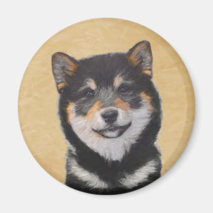 Aimant Peinture Shiba Inu (Noir et Tan) - Art Chien