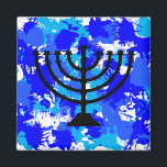 Aimant Peinture Splatter bleu Menorah<br><div class="desc">Peindre l'aimant menorah bleu éclat.</div>