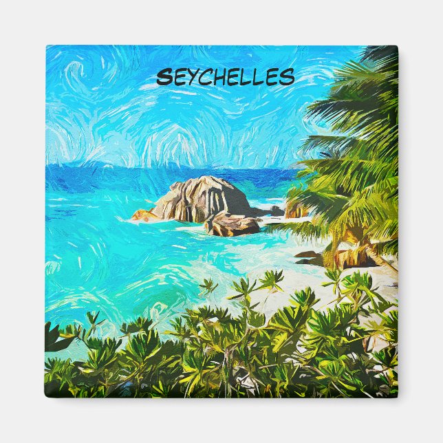 Aimant Peinture tropicale aux Seychelles – Île vibrante  (Devant)