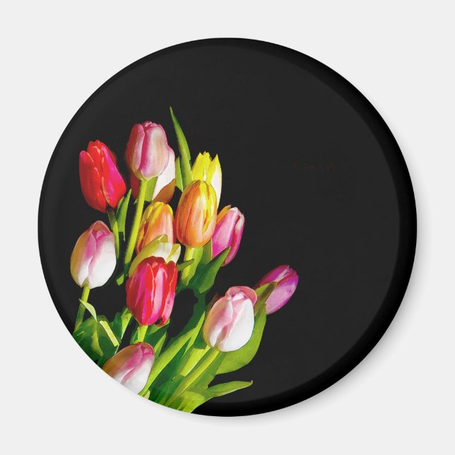 Aimant Peinture Tulip - Art Fleur original (Devant)