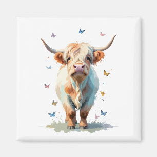 Aimant Peinture vectorielle de vache Highland adorable an