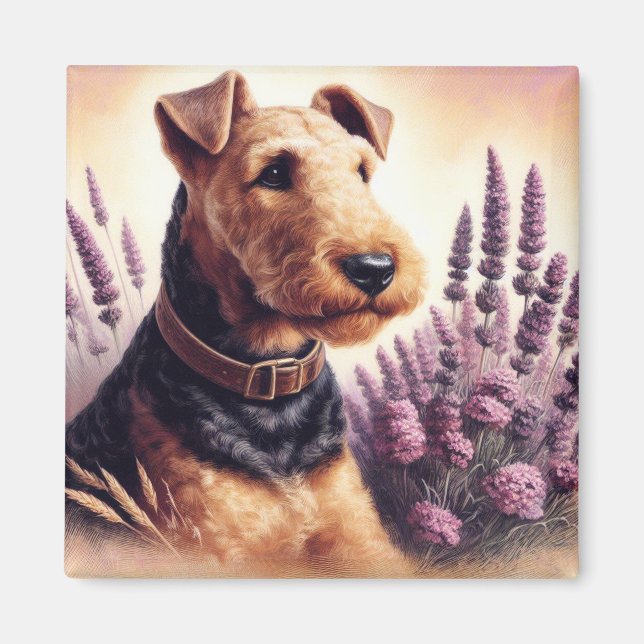 Aimant Peinture vintage Airedale Terrier (Devant)
